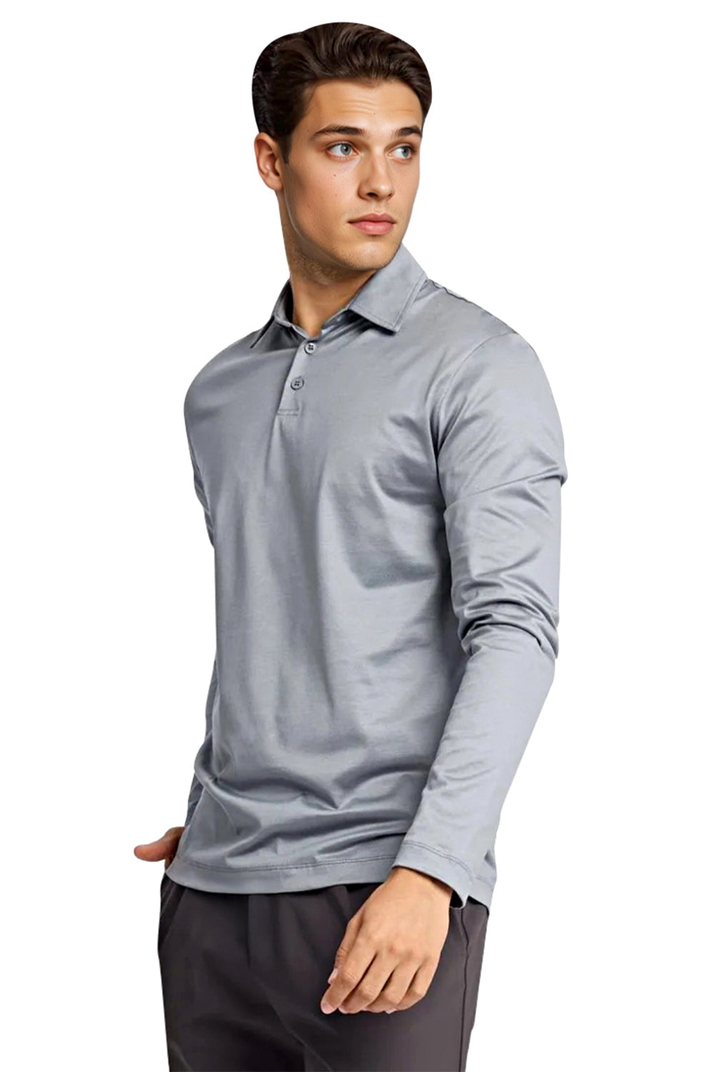 Men's Mercerized Cotton Polo Shirt - Mist Grey