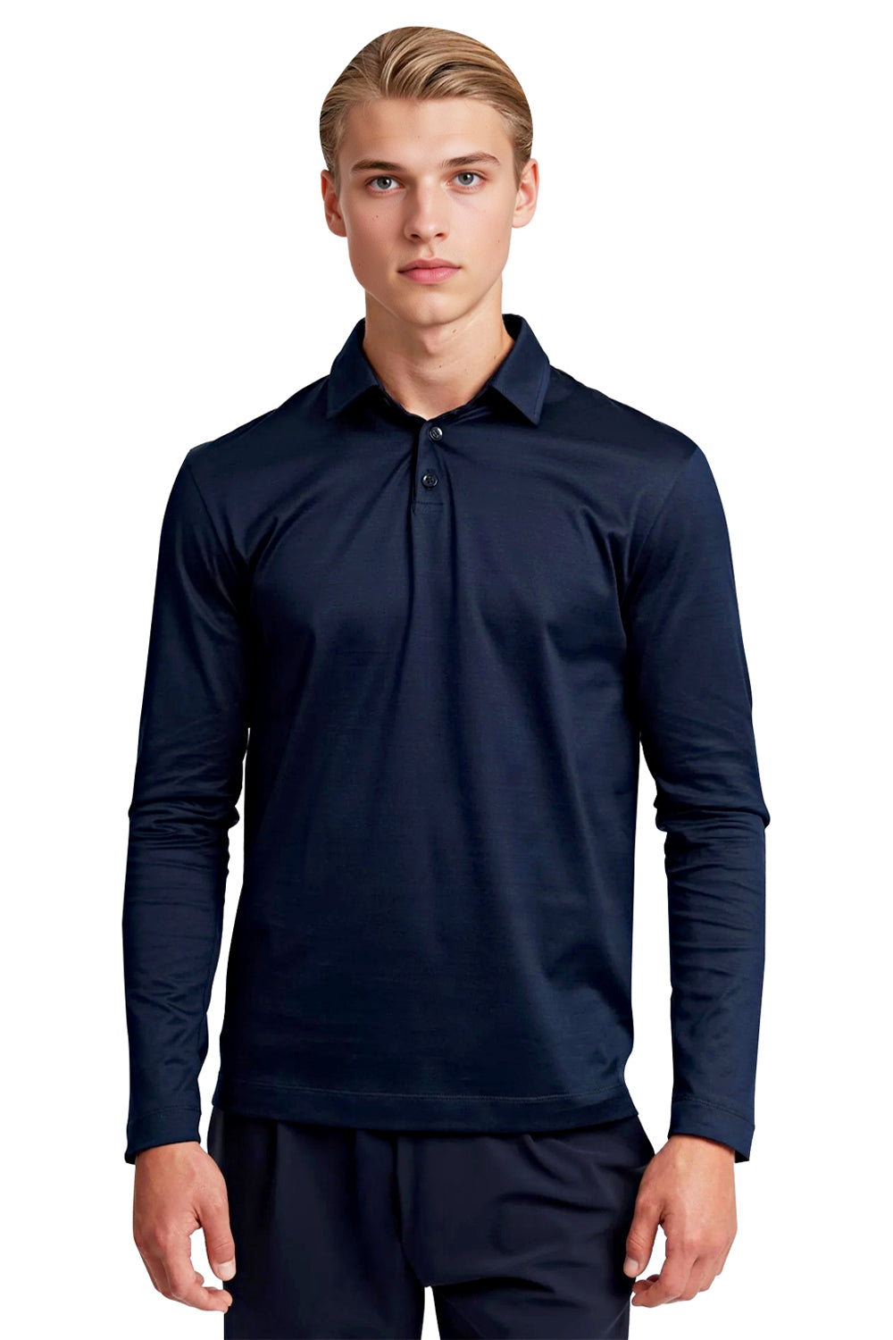 Men's Mercerized Cotton Polo Shirt - Midnight Blue