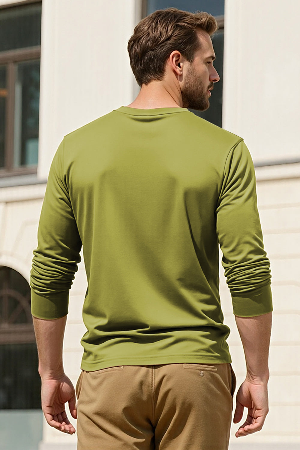 Men's Mercerized Cotton Long Sleeves T-Shirt - Green