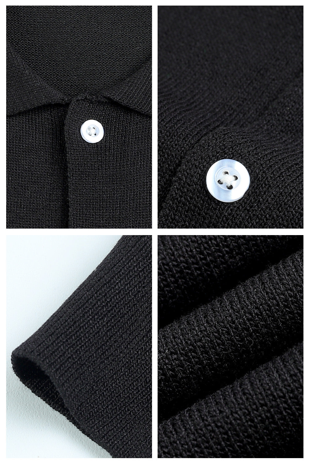 Men's Black Slim Fit Polo Shirt - Button