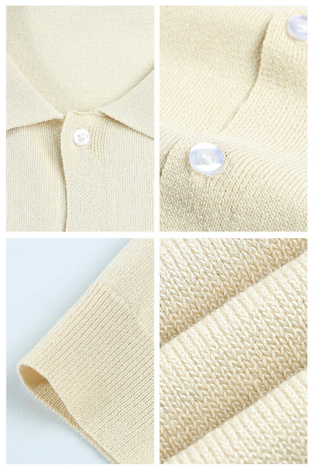 Men's Khaki Slim Fit Polo Shirt - Button
