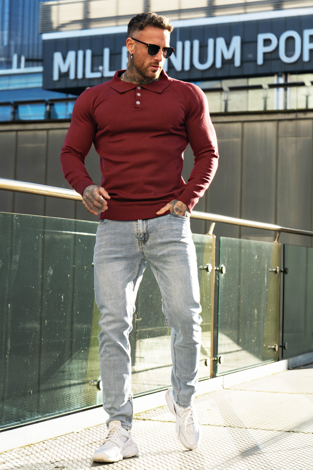 Men's Slim Fit Polo Shirt - Long Sleeve