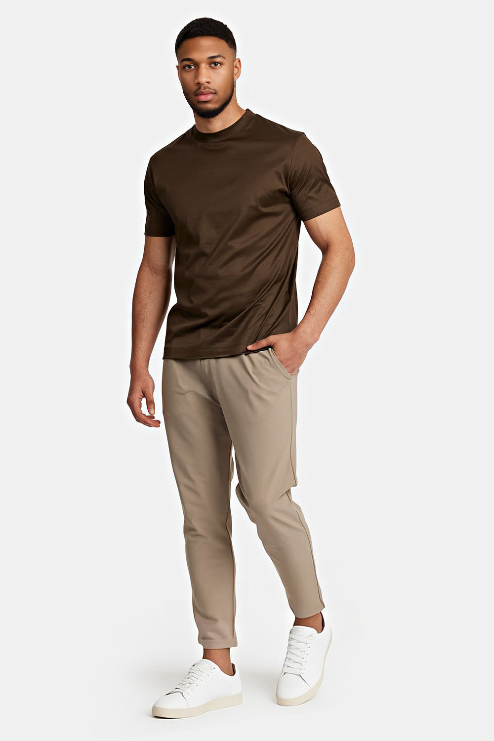 Men's Mercerized Cotton T-Shirt - Dark Brown