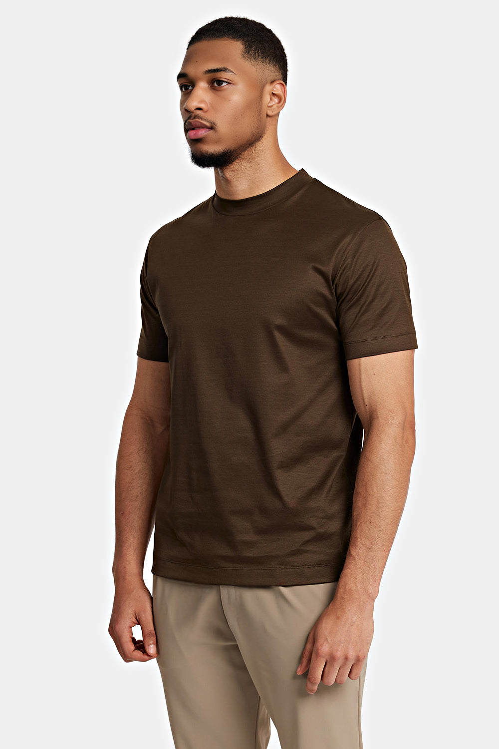Men's Mercerized Cotton T-Shirt - Dark Brown