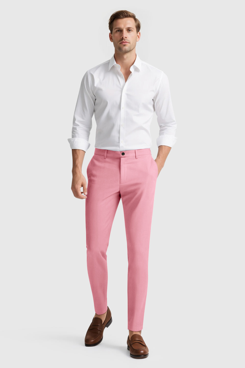 Mens Classic Fit Dress Pant - Pink