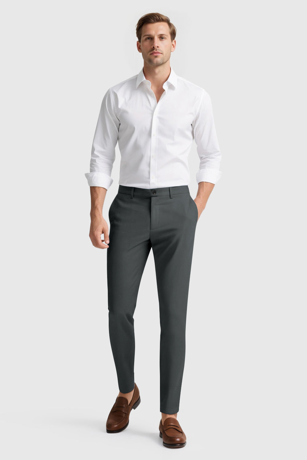 Mens Classic Fit Dress Pant - Dark Grey