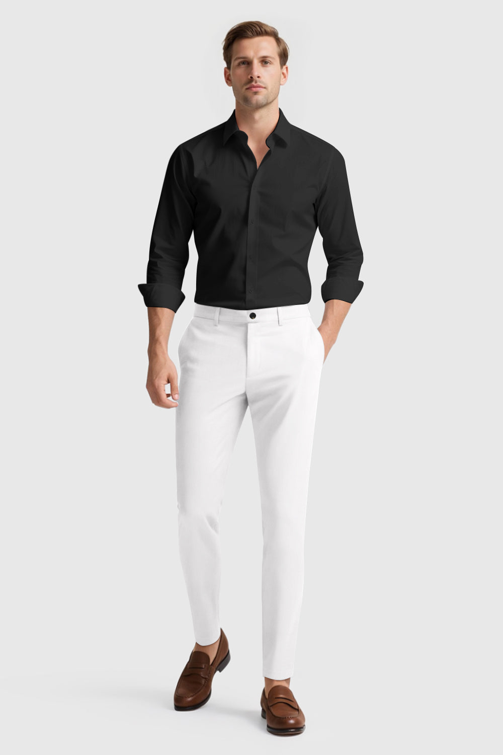 Mens Classic Fit Dress Pant - White