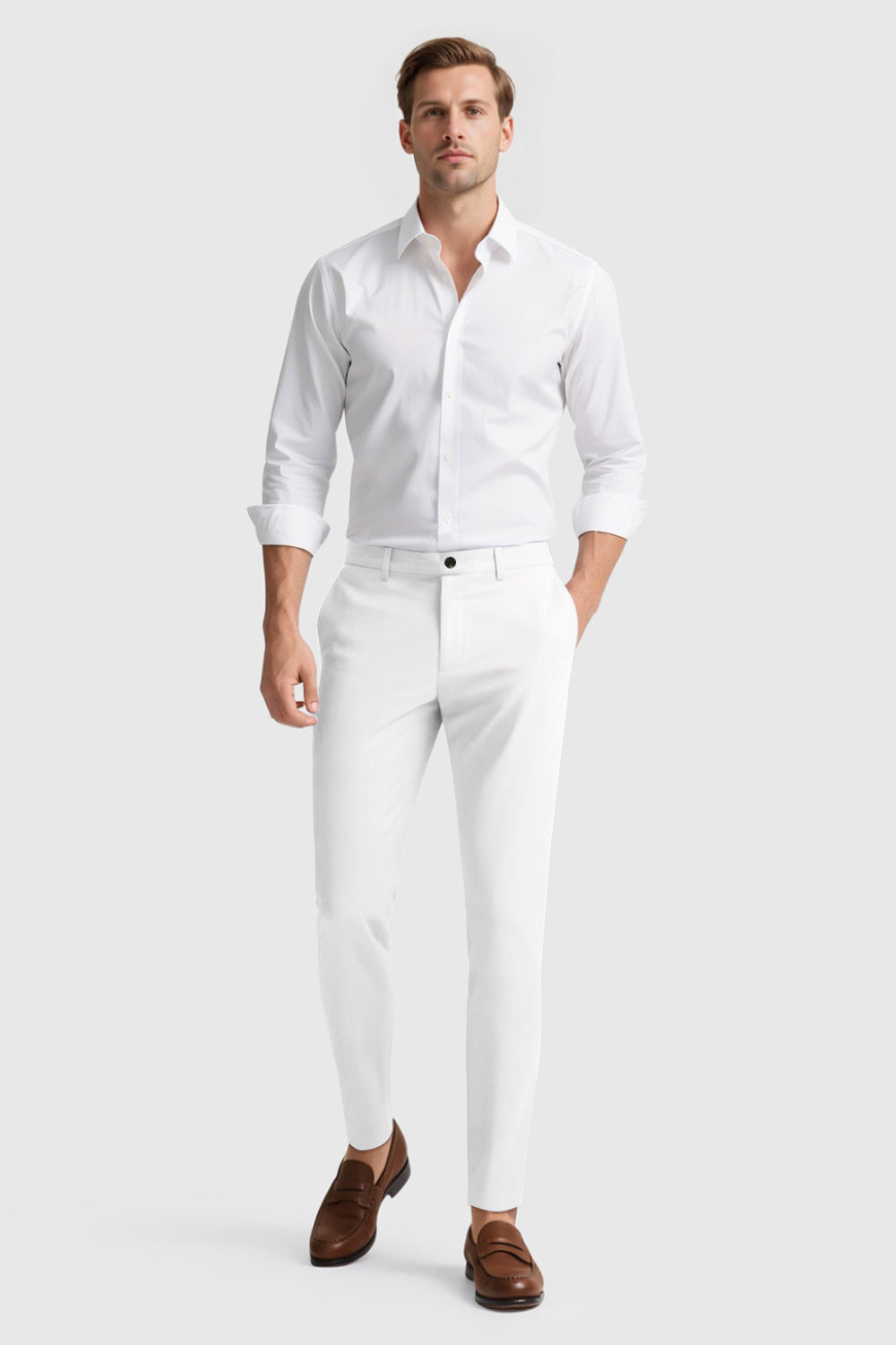 Mens Classic Fit Dress Pant - White
