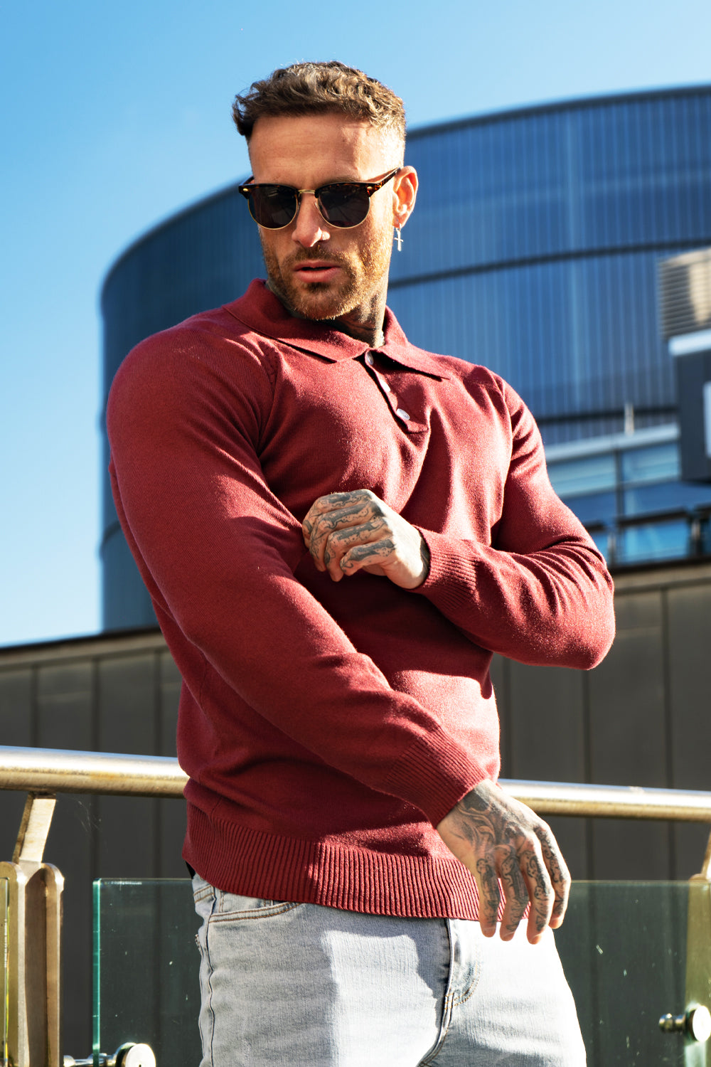 Men's Slim Fit Polo Shirt - Long Sleeve