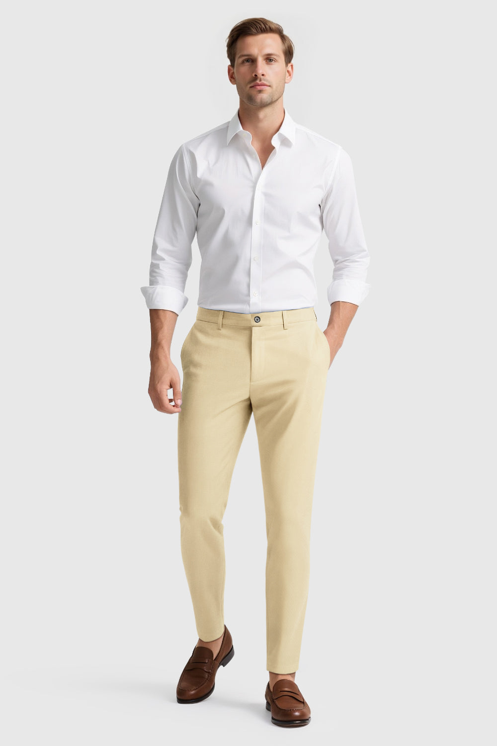 Mens Classic Fit Dress Pant - Light Khaki