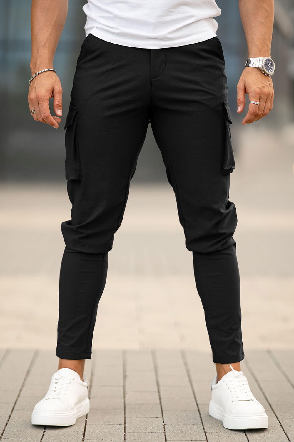 Men Casual Cargo Pant - Black