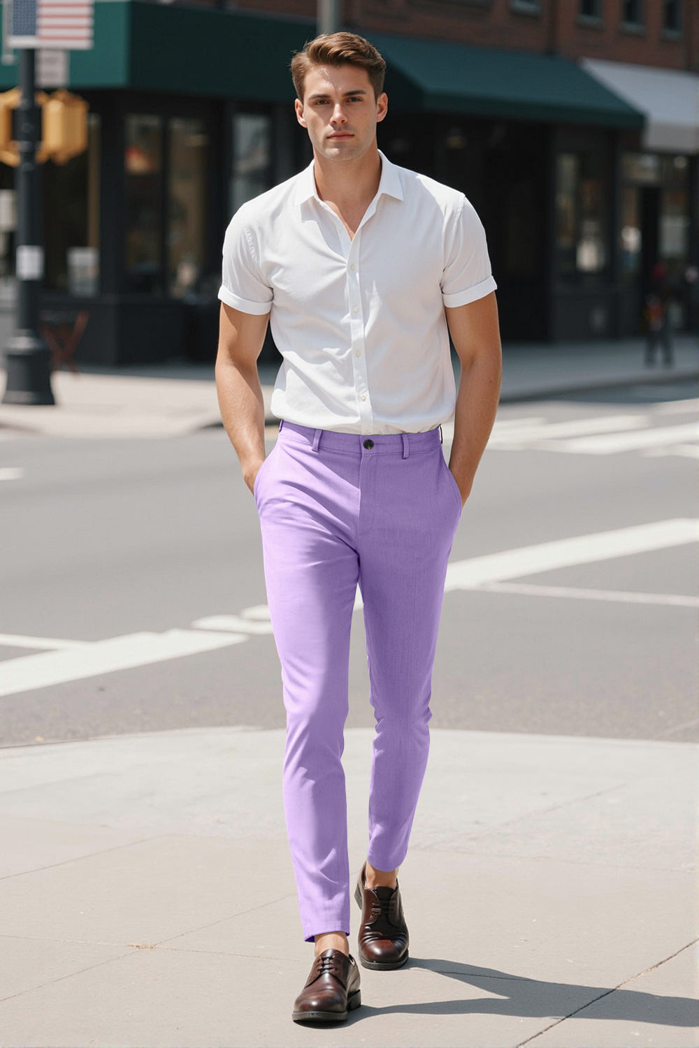 Mens Classic Fit Dress Pant - Purple