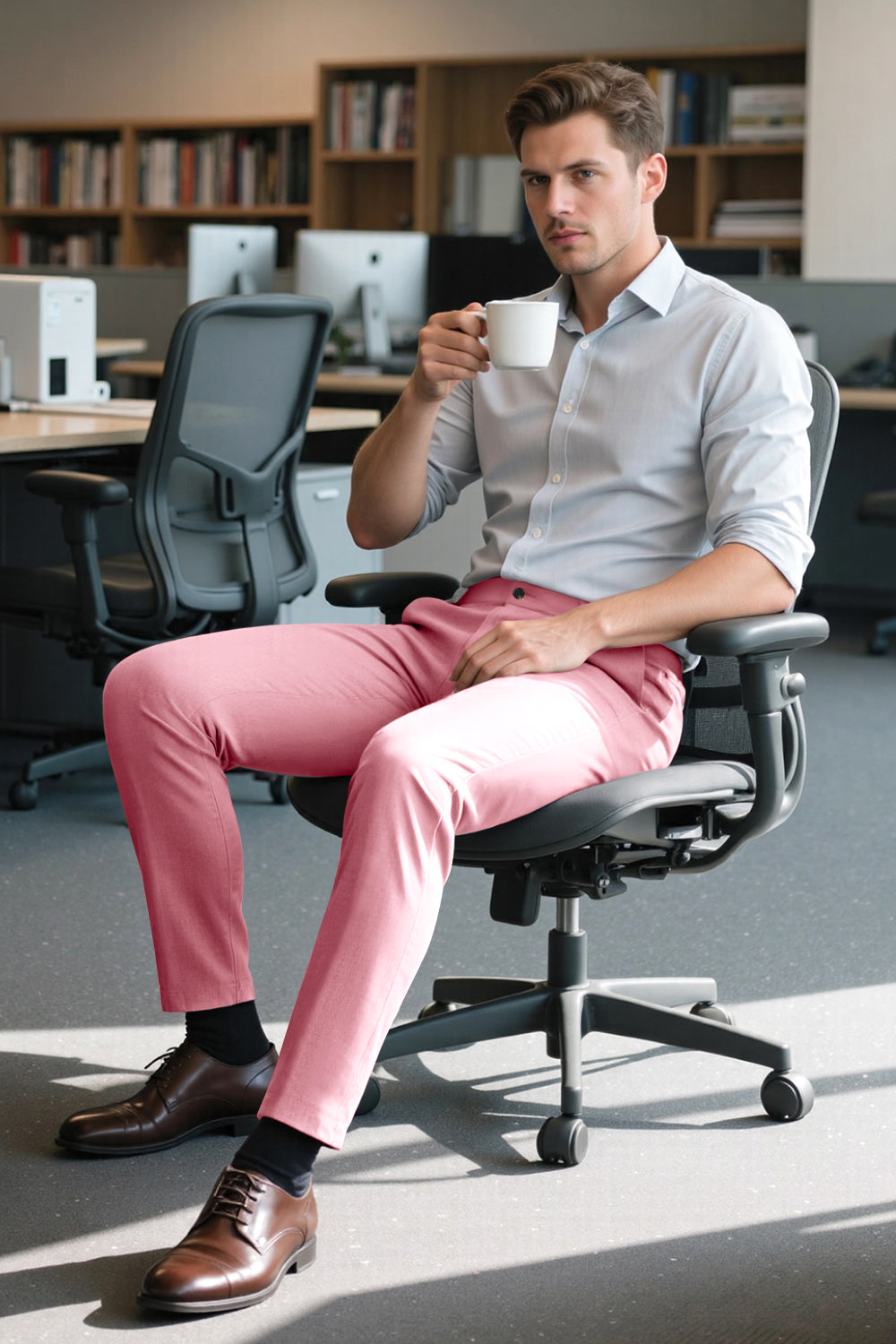 Mens Classic Fit Dress Pant - Pink