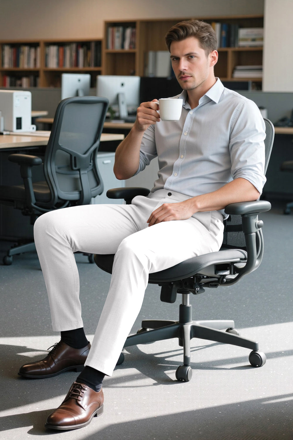 Mens Classic Fit Dress Pant - White