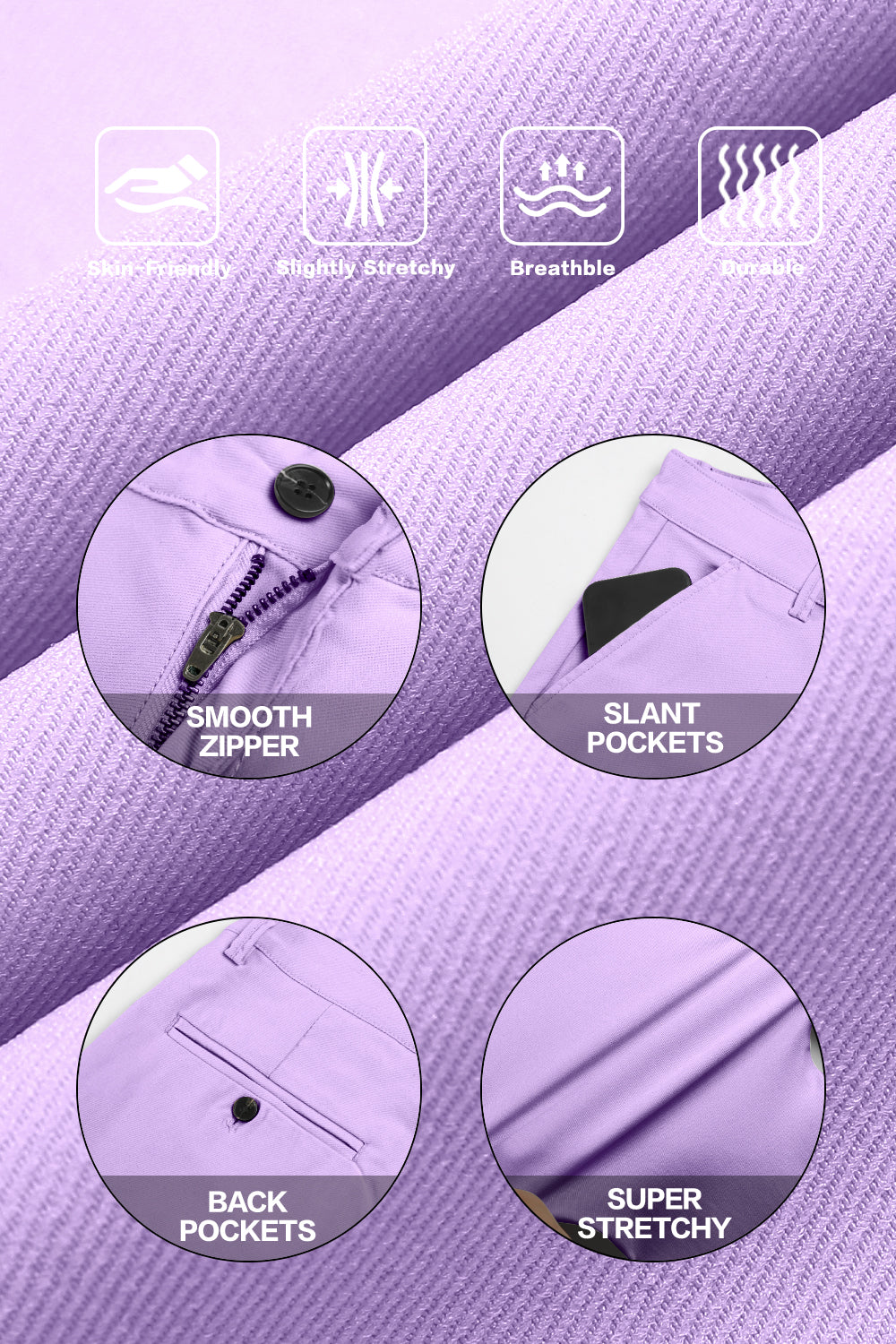 Mens Classic Fit Dress Pant - Purple