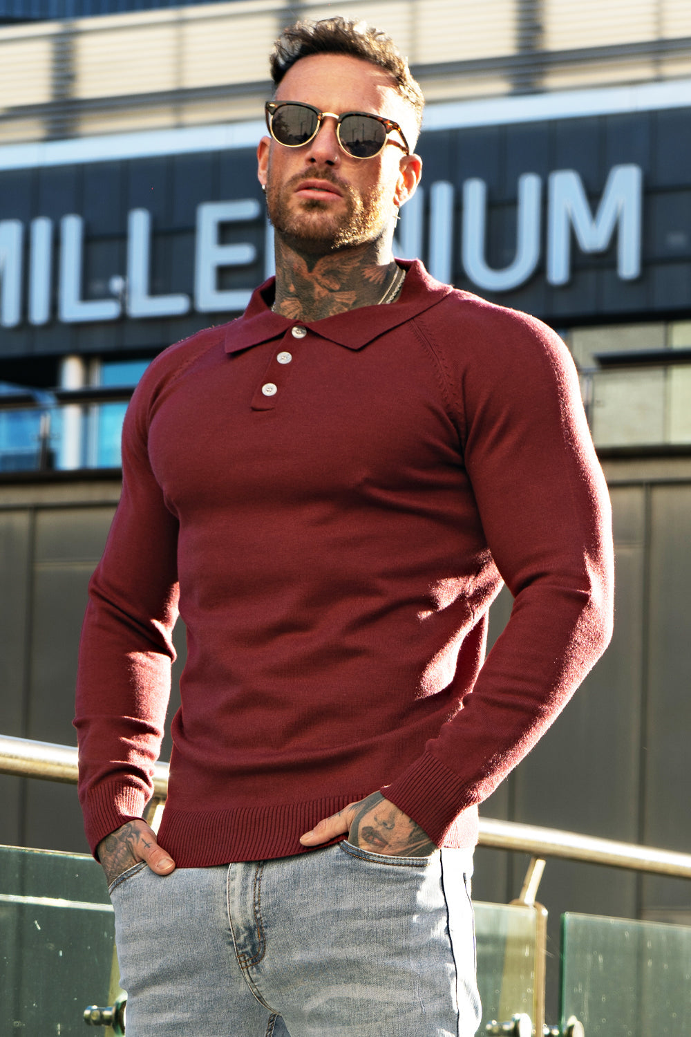 Men's Slim Fit Polo Shirt - Long Sleeve
