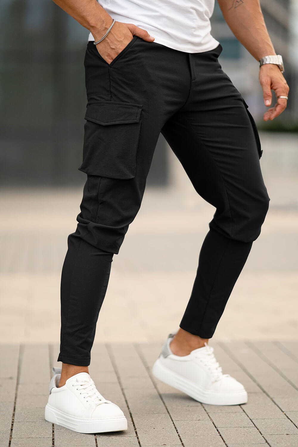 Men Casual Cargo Pant - Black