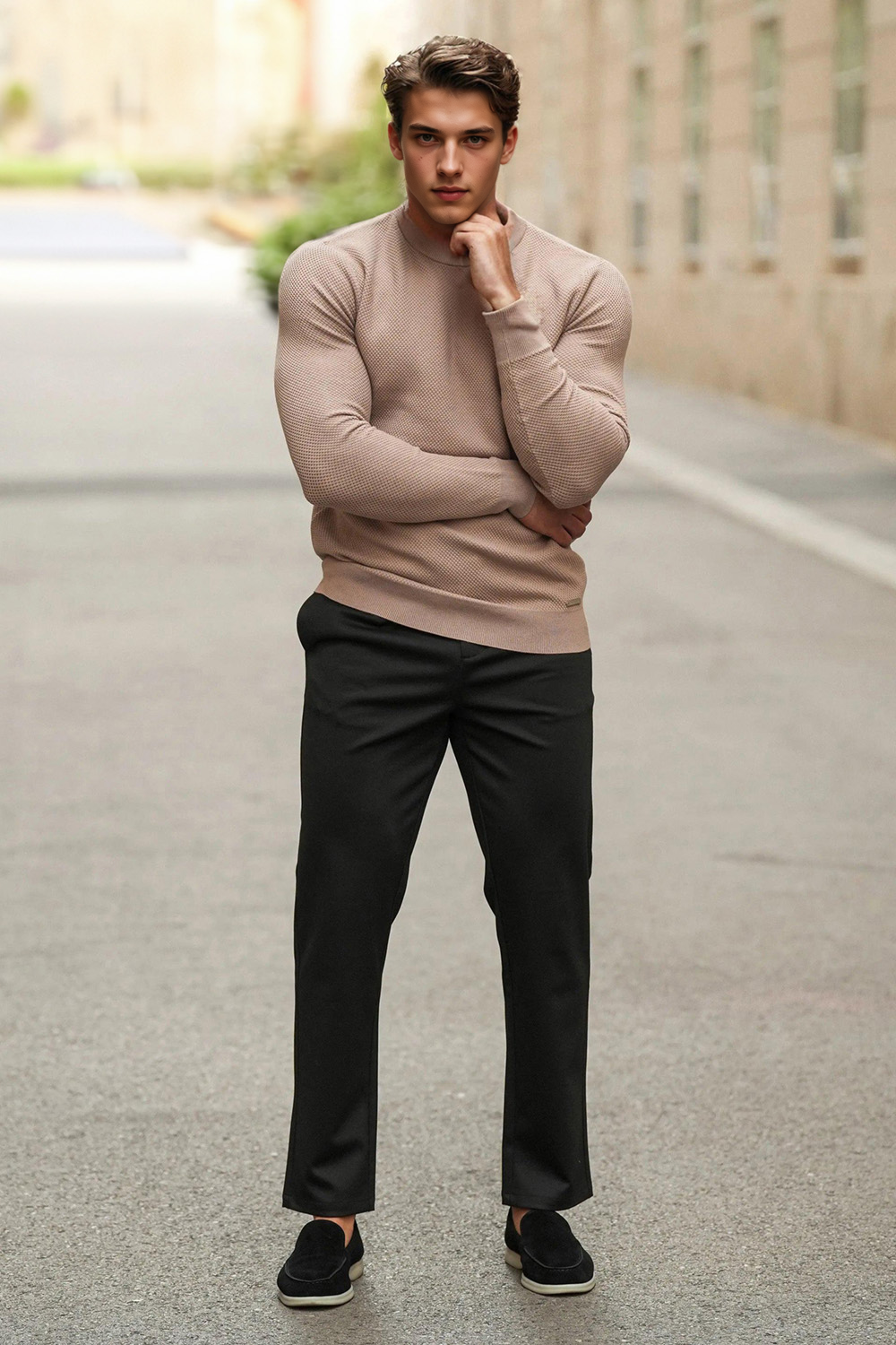 Mens Slim Fit Dress Pant - Black