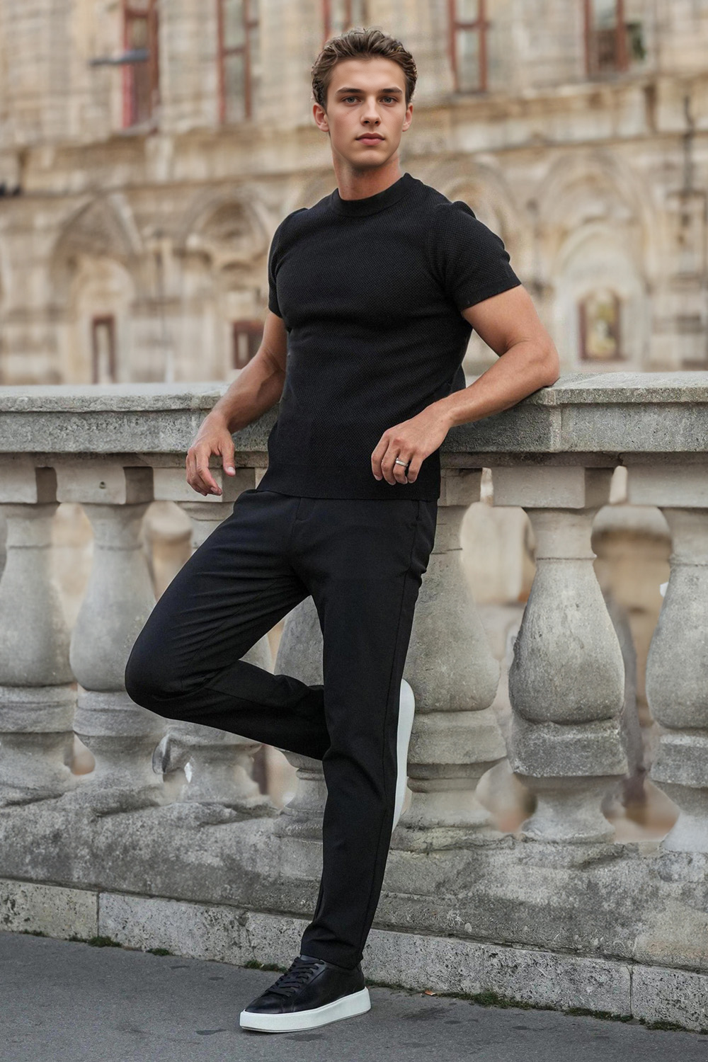 Mens Slim Fit Dress Pant - Black