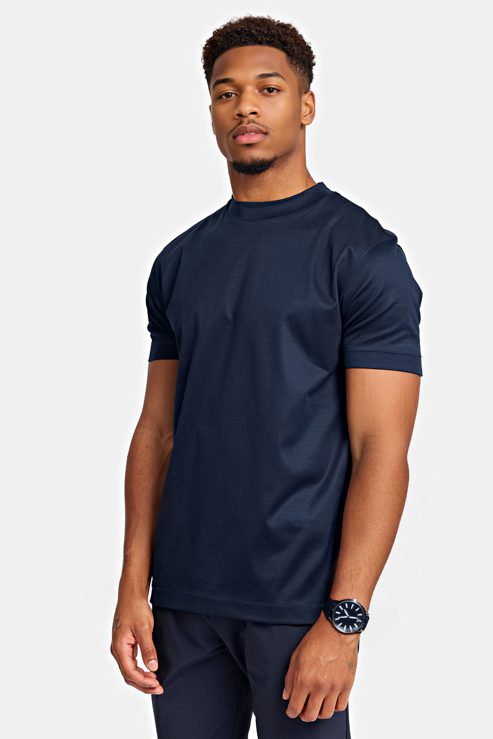 Men's Mercerized Cotton T-Shirt - Navy Blue