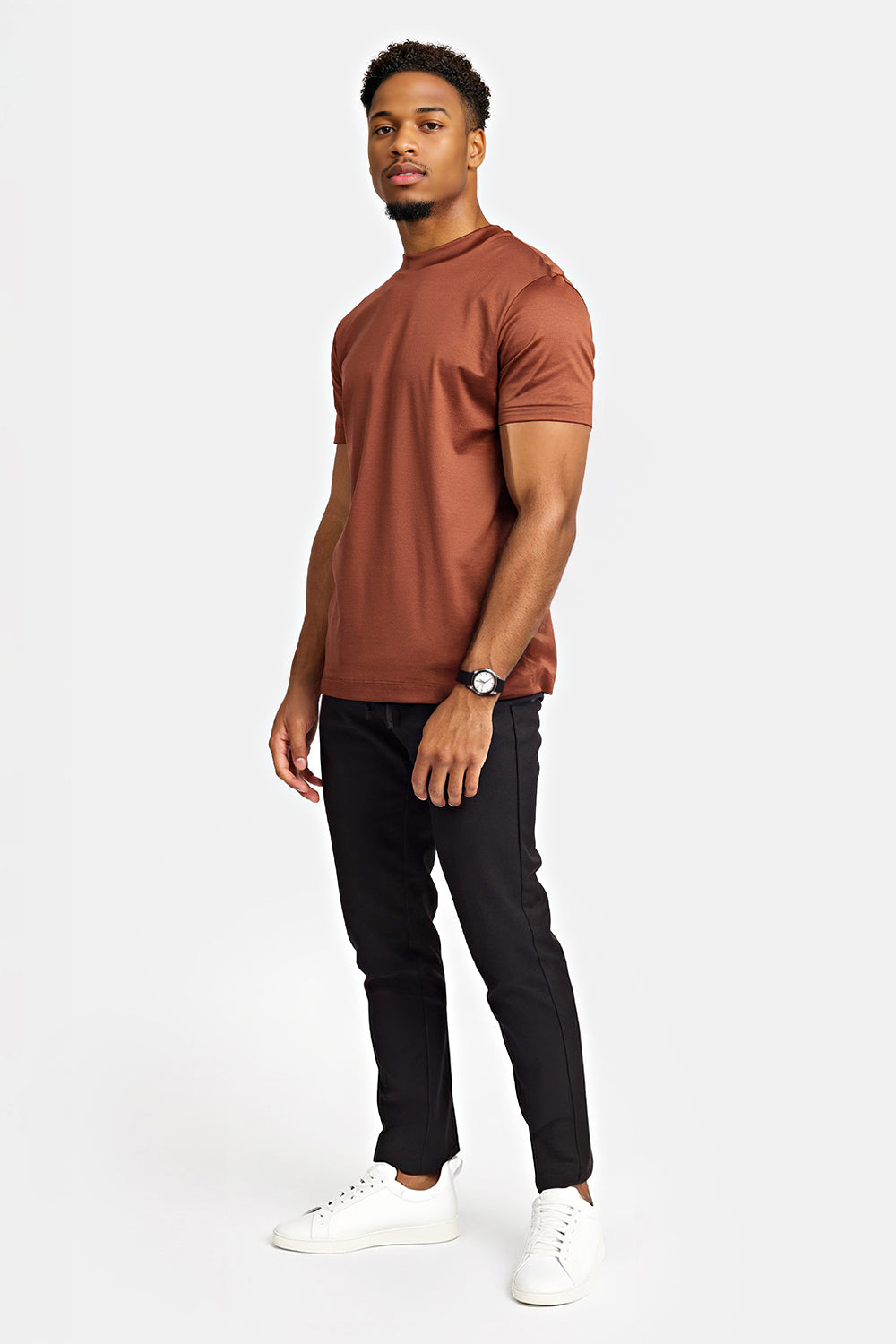 Men's Mercerized Cotton T-Shirt - Ochre Brown