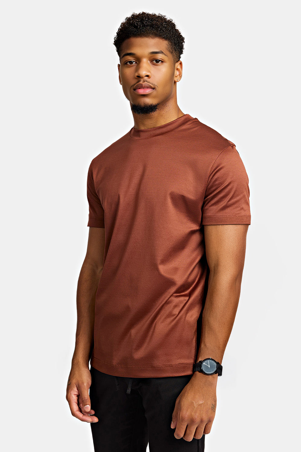 Men's Mercerized Cotton T-Shirt - Ochre Brown