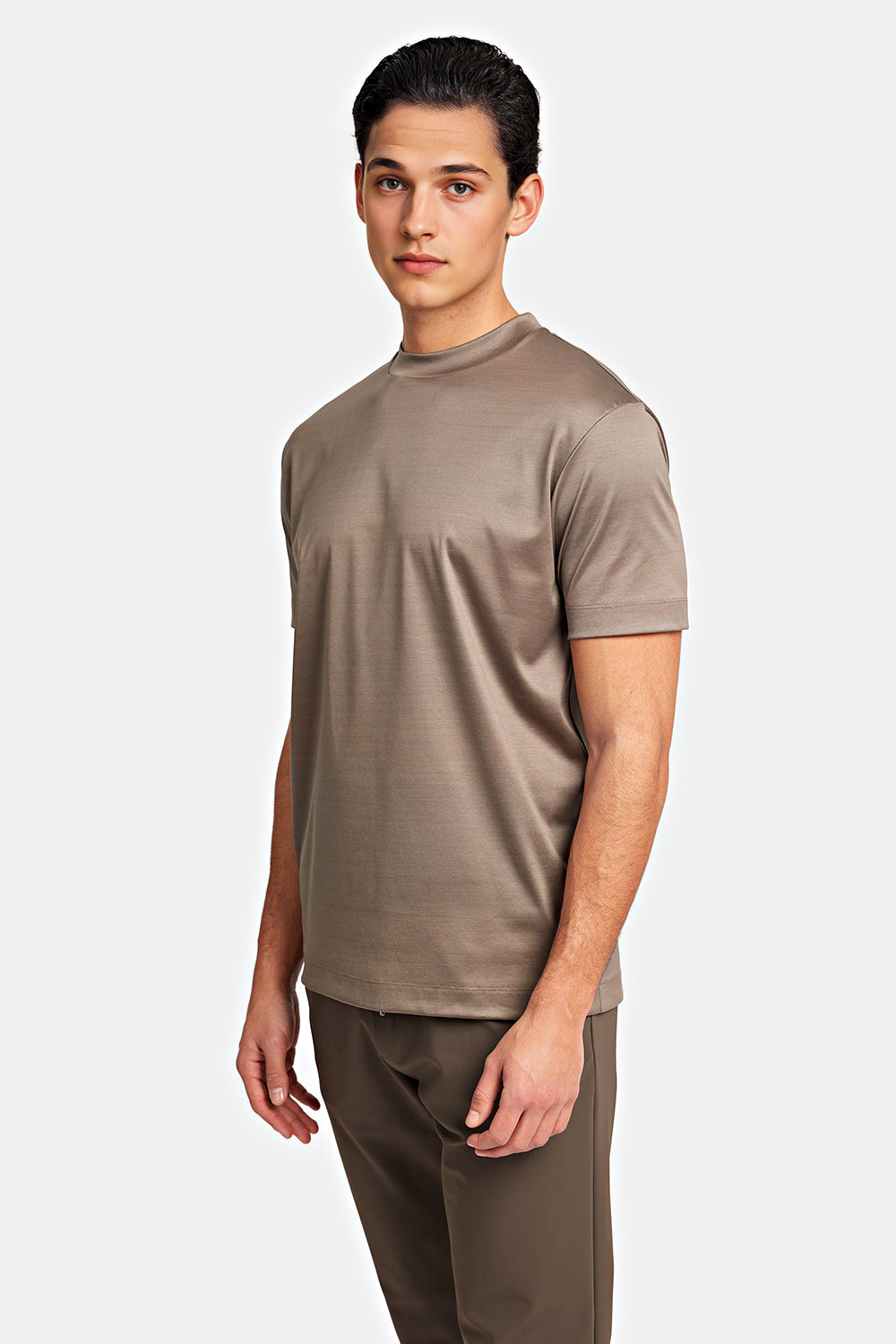 Men's Mercerized Cotton T-Shirt - Mid Taupe