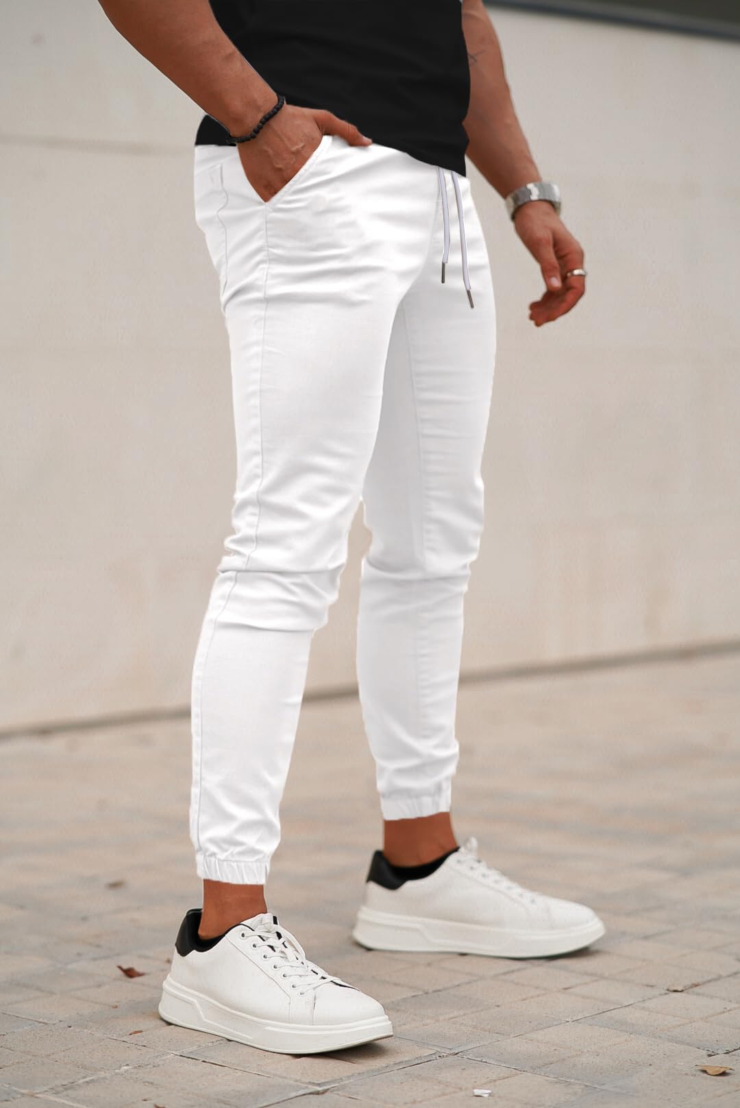 Mens Casual Stretch Pant - White