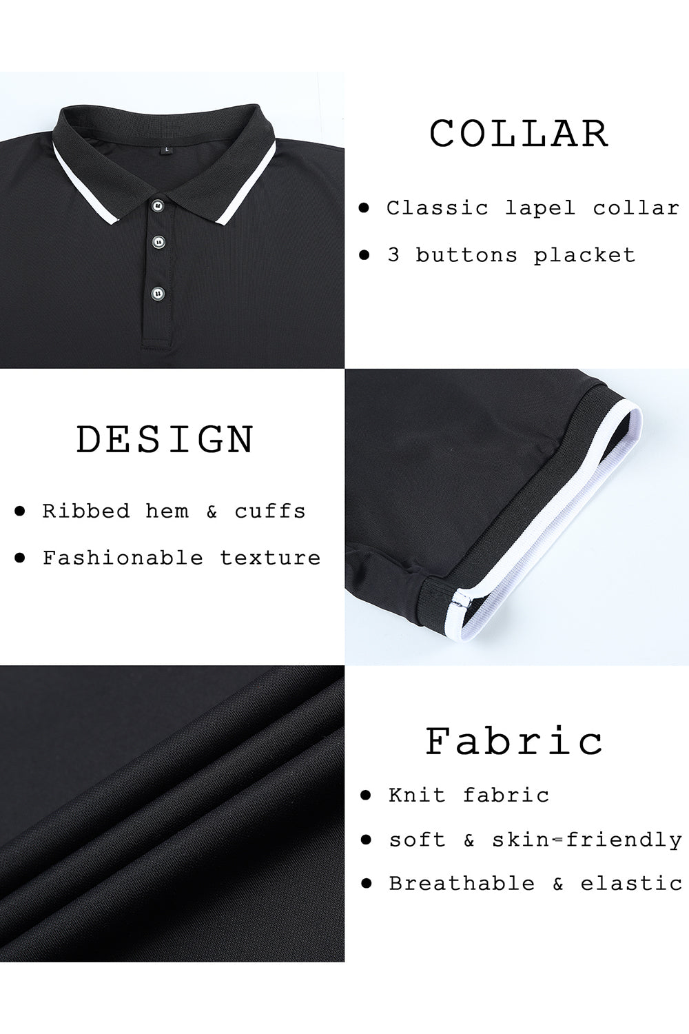 Men's High Quality Slim Fit Polo Shirt - Black