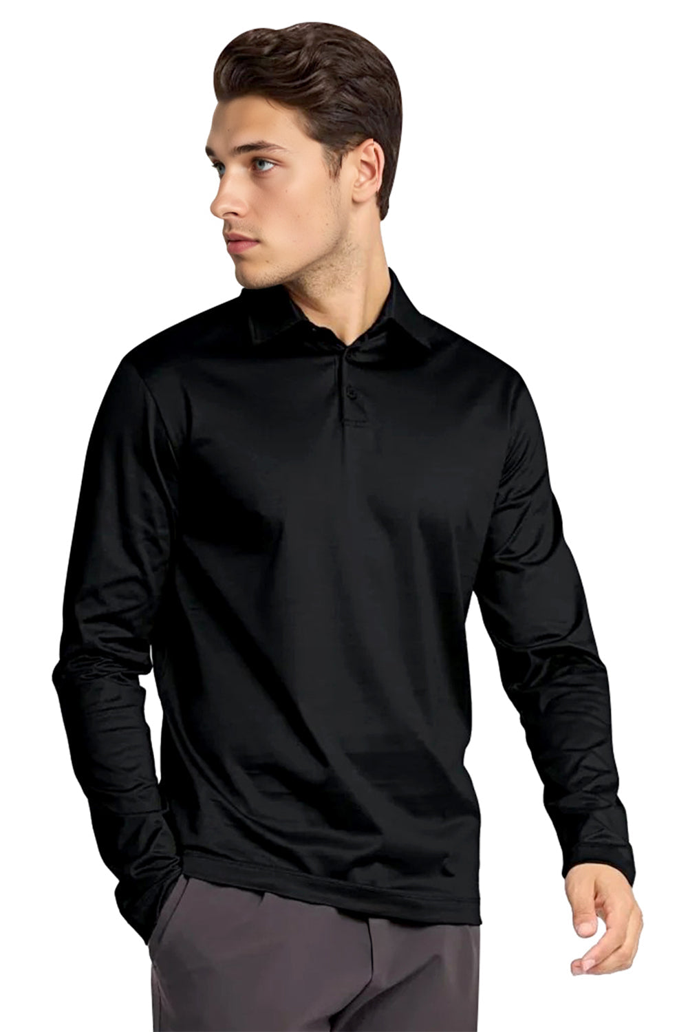 Men's Mercerized Cotton Polo Shirt - Black