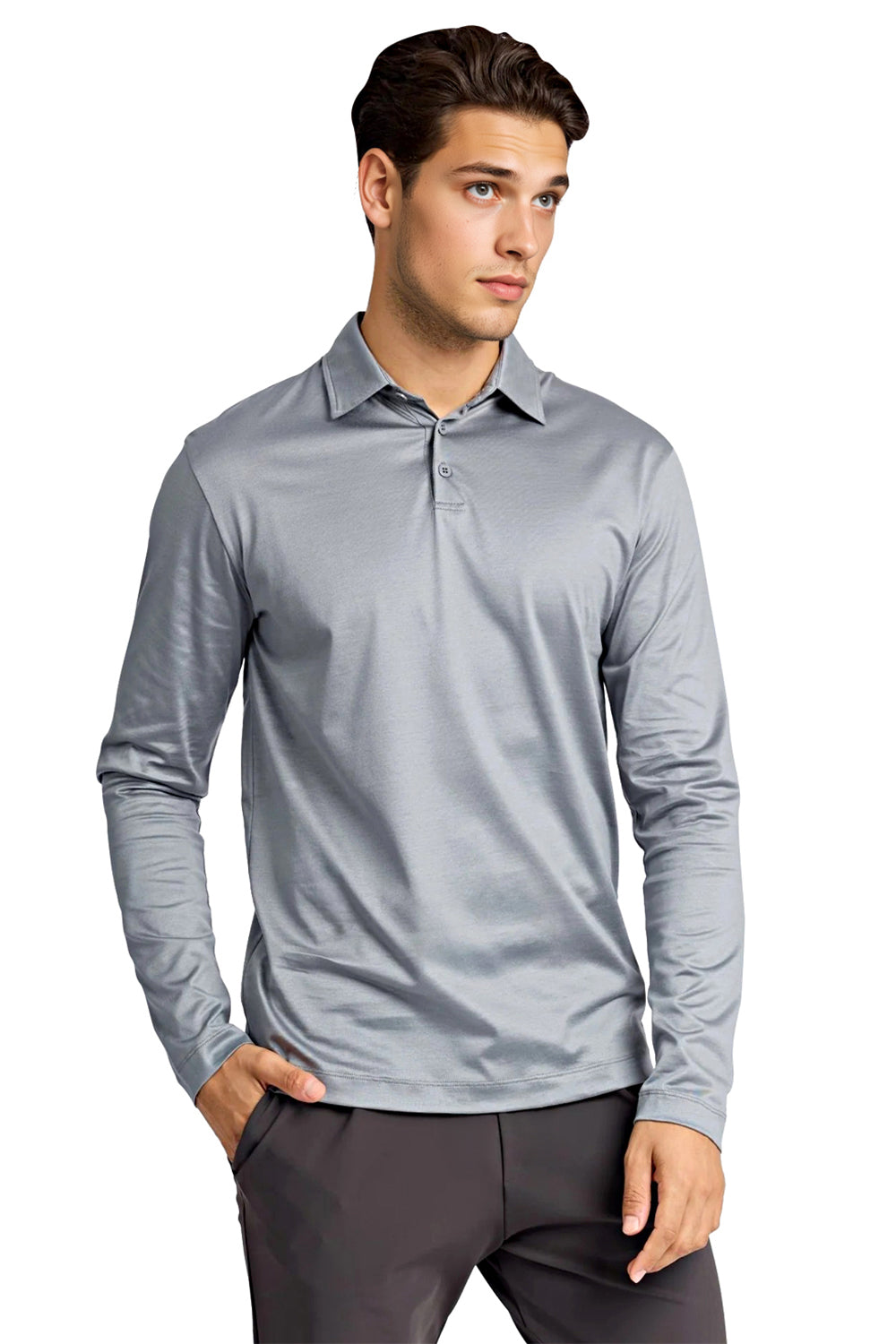 Men's Mercerized Cotton Polo Shirt - Mist Grey