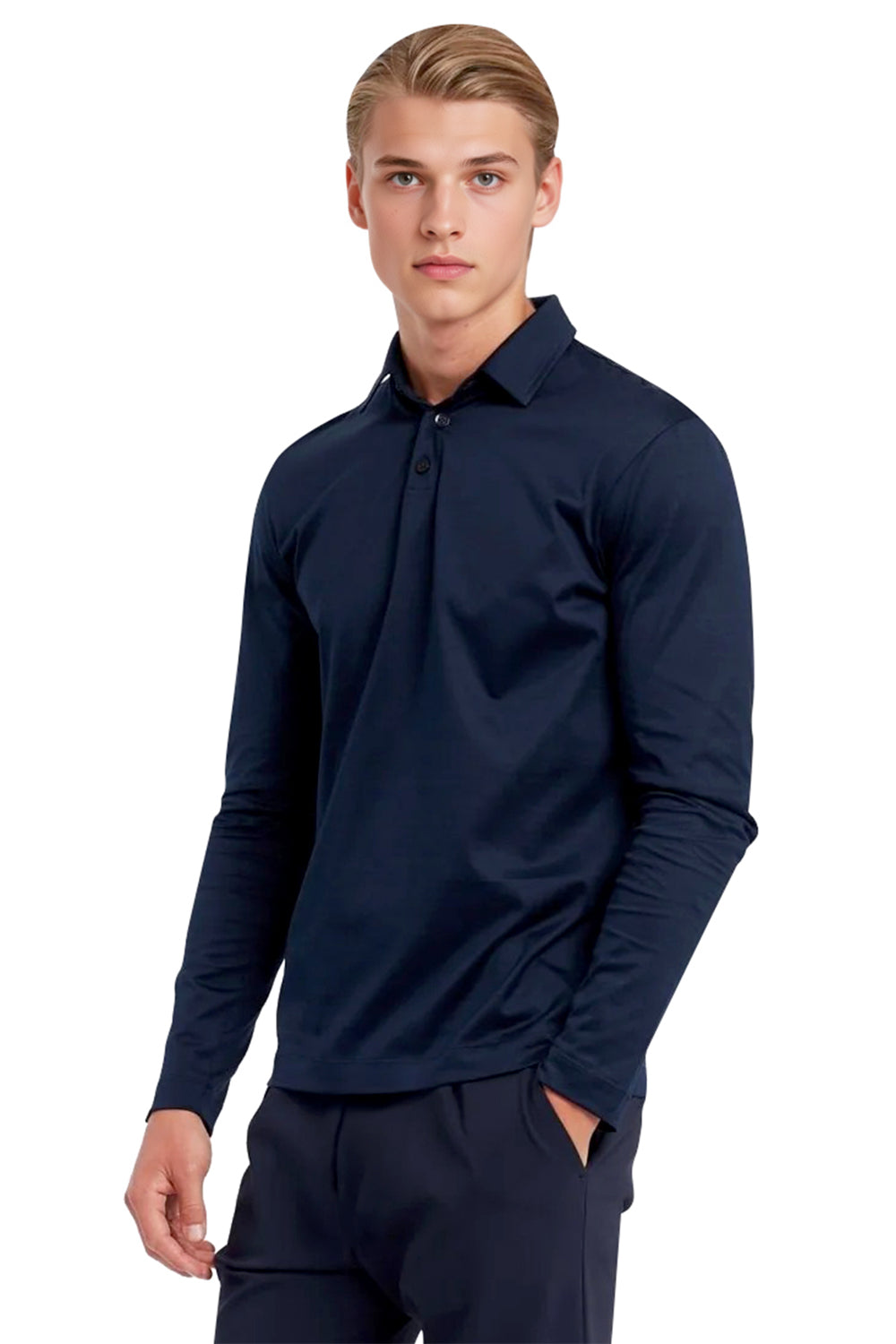 Men's Mercerized Cotton Polo Shirt - Midnight Blue