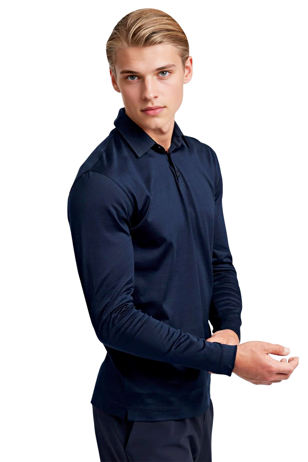 Men's Mercerized Cotton Polo Shirt - Midnight Blue