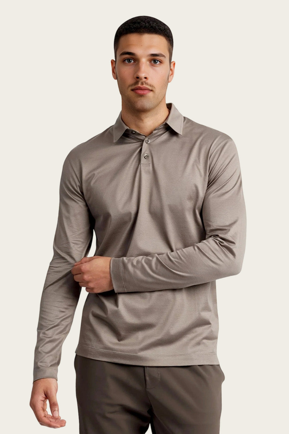 Men's Mercerized Cotton Polo Shirt - Desert Taupe