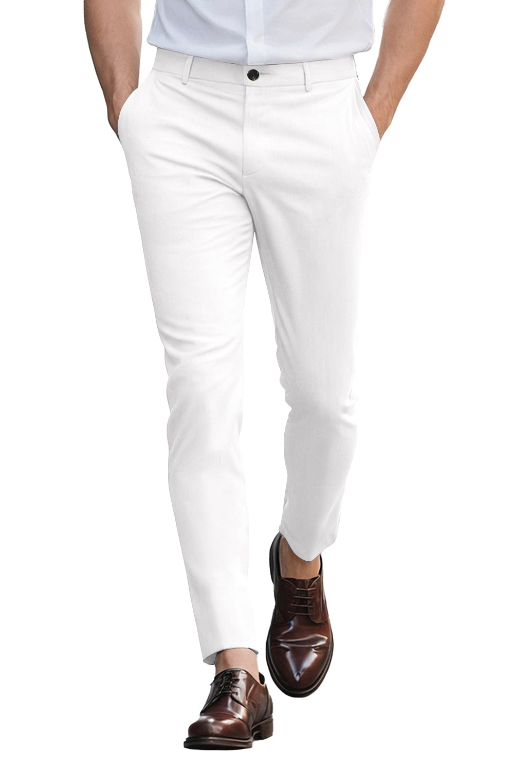Mens Classic Fit Dress Pant - White