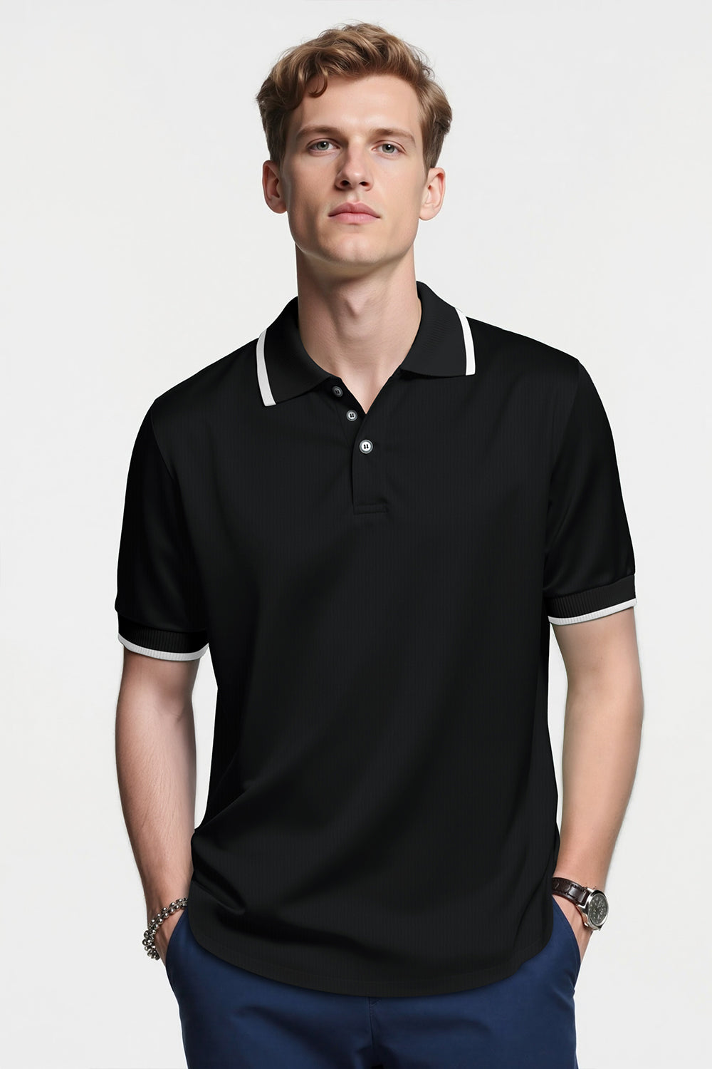 Men's High Quality Slim Fit Polo Shirt - Black