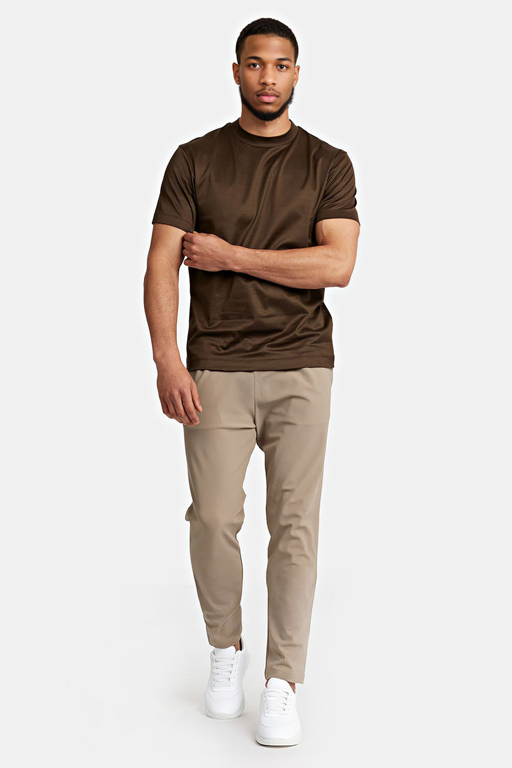 Men's Mercerized Cotton T-Shirt - Dark Brown