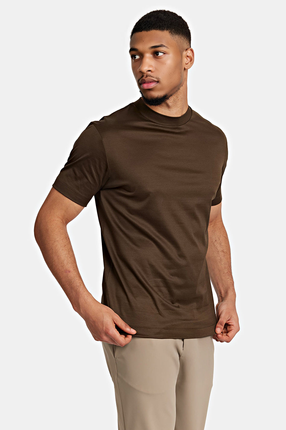 Men's Mercerized Cotton T-Shirt - Dark Brown