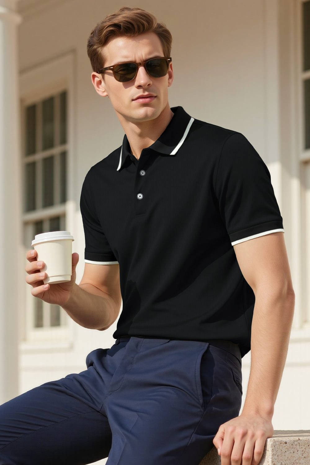 Men's High Quality Slim Fit Polo Shirt - Black