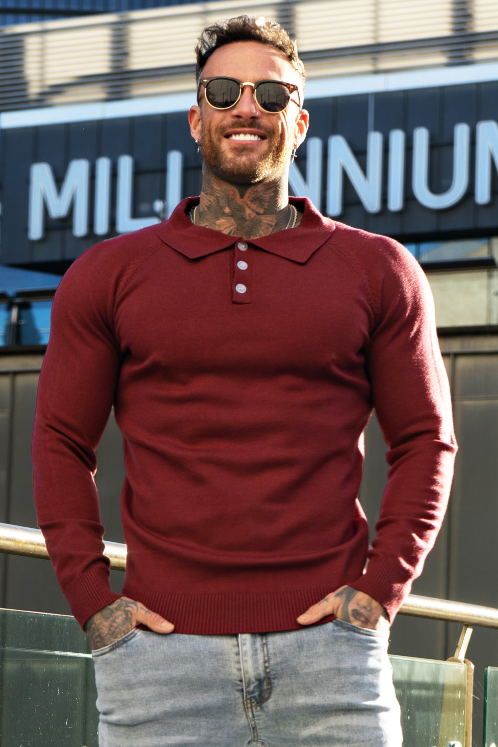 Men's Slim Fit Polo Shirt - Long Sleeve