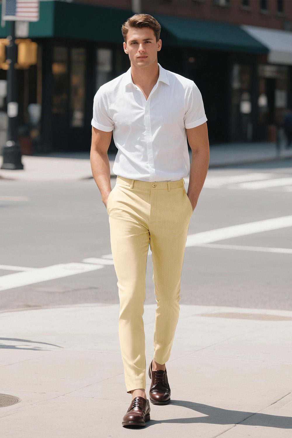 Mens Classic Fit Dress Pant - Light Khaki