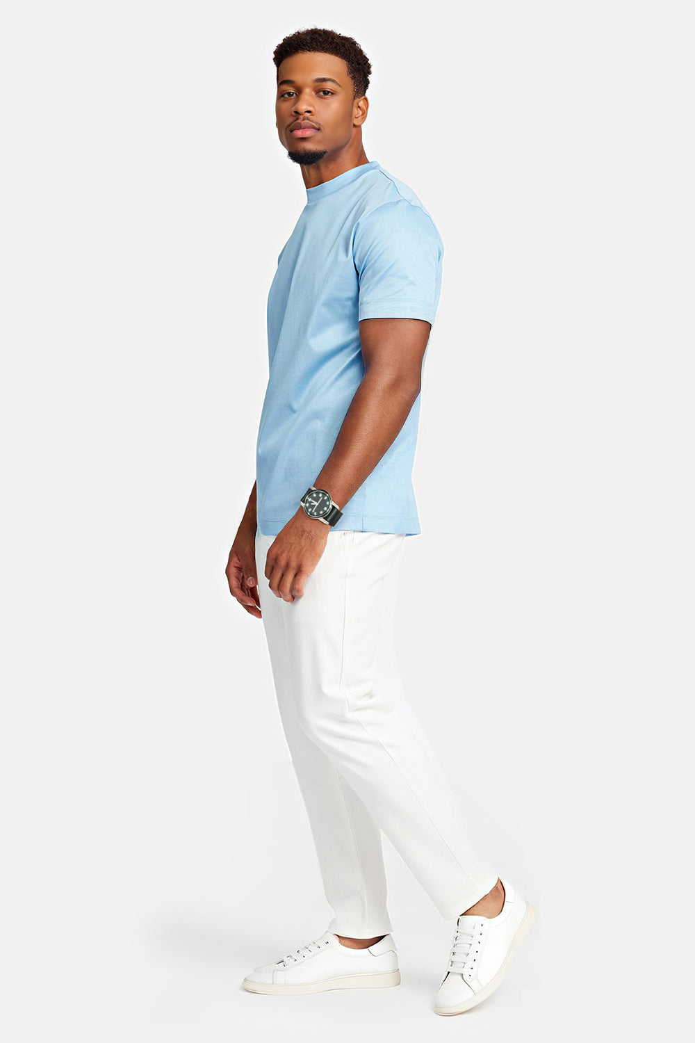Men's Mercerized Cotton T-Shirt - Sky Blue