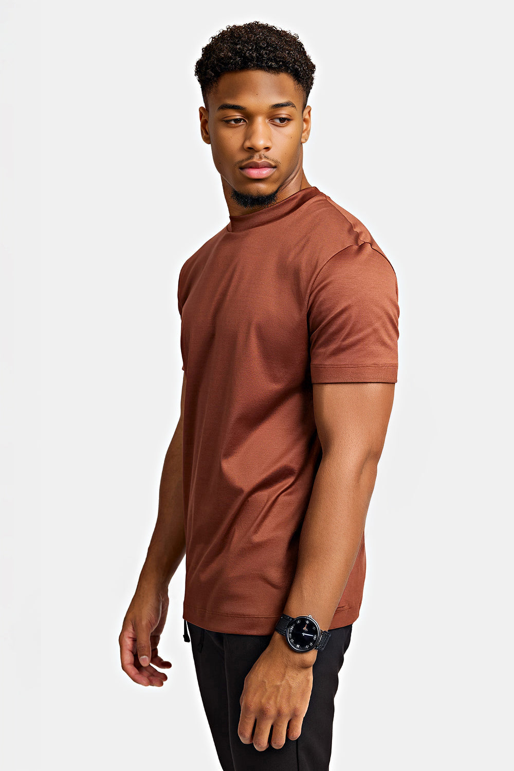 Men's Mercerized Cotton T-Shirt - Ochre Brown