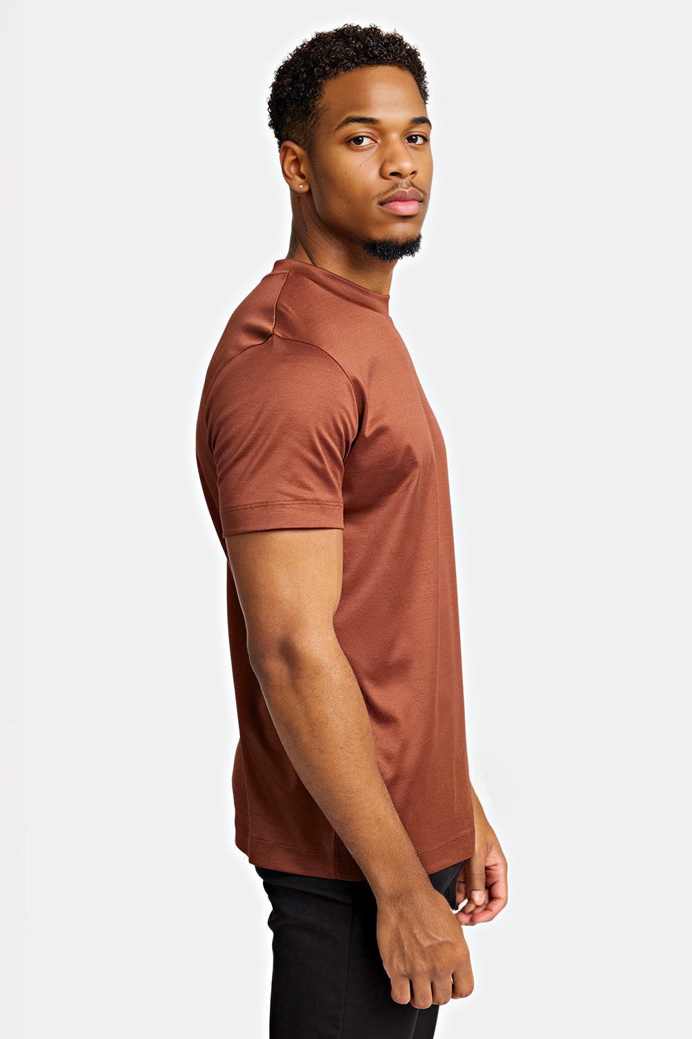 Men's Mercerized Cotton T-Shirt - Ochre Brown