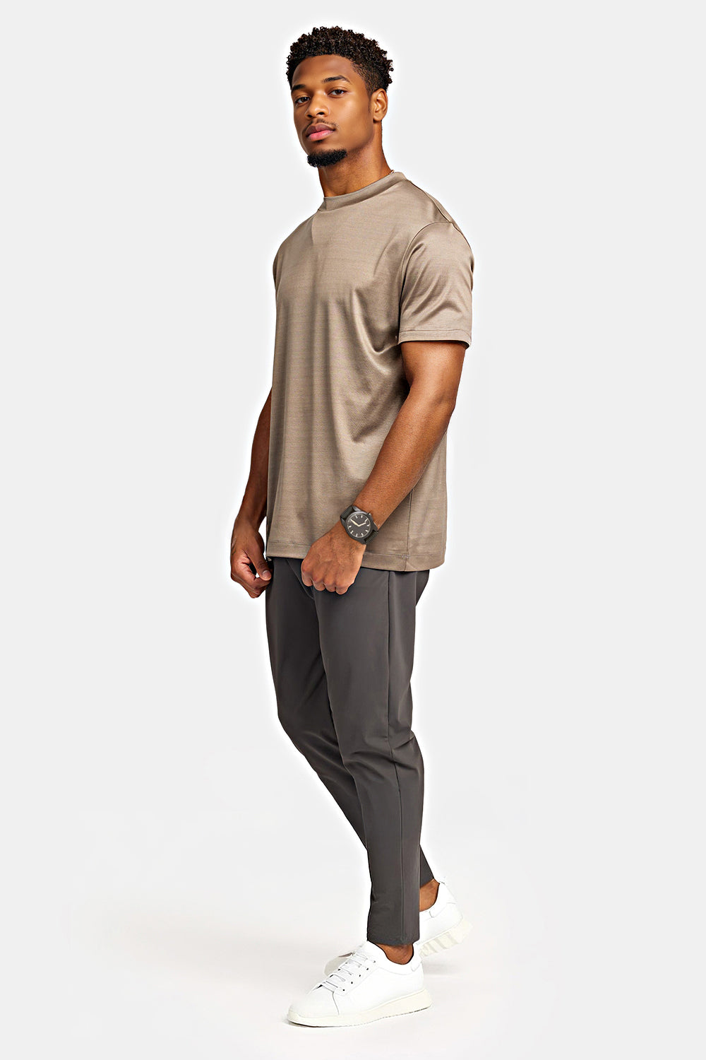 Men's Mercerized Cotton T-Shirt - Mid Taupe