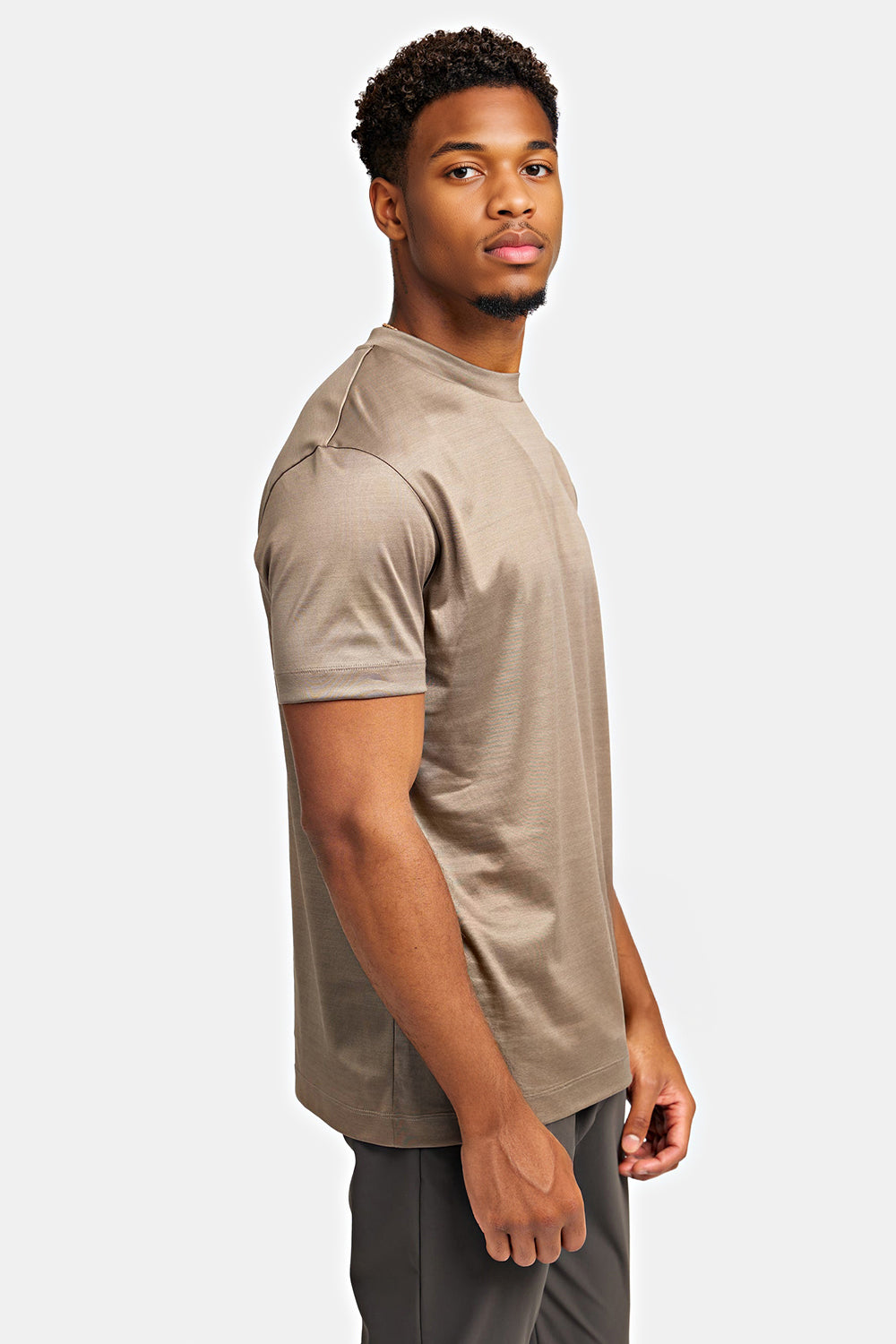 Men's Mercerized Cotton T-Shirt - Mid Taupe