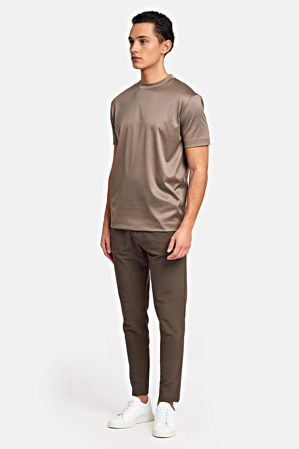Men's Mercerized Cotton T-Shirt - Mid Taupe