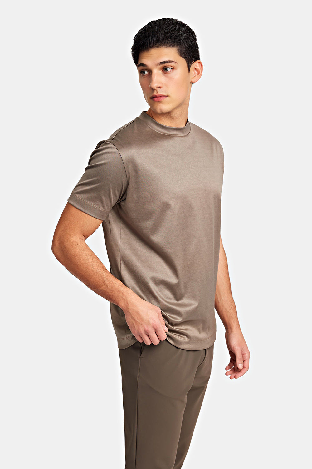 Men's Mercerized Cotton T-Shirt - Mid Taupe