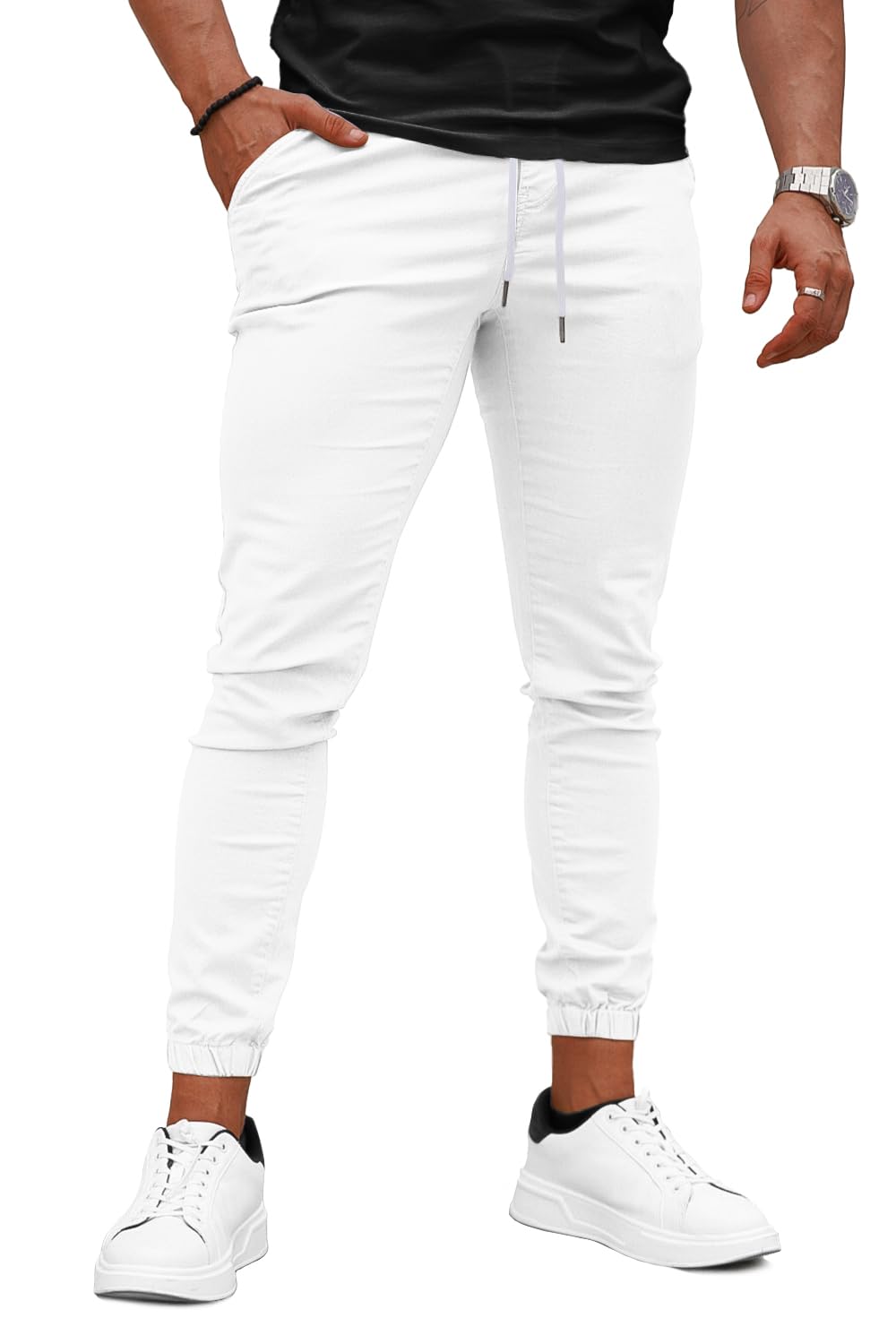 Mens Casual Stretch Pant - White