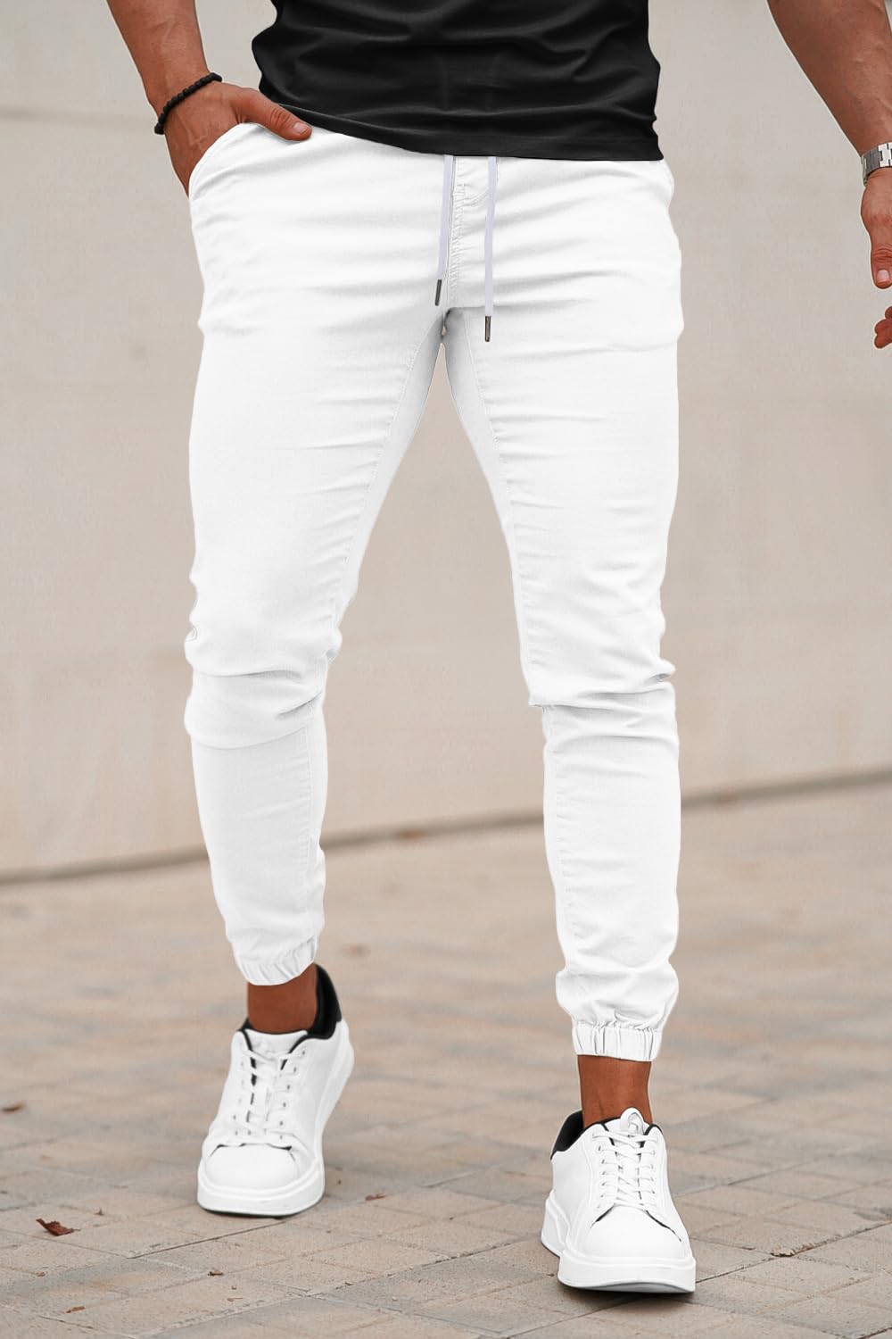 Mens Casual Stretch Pant - White
